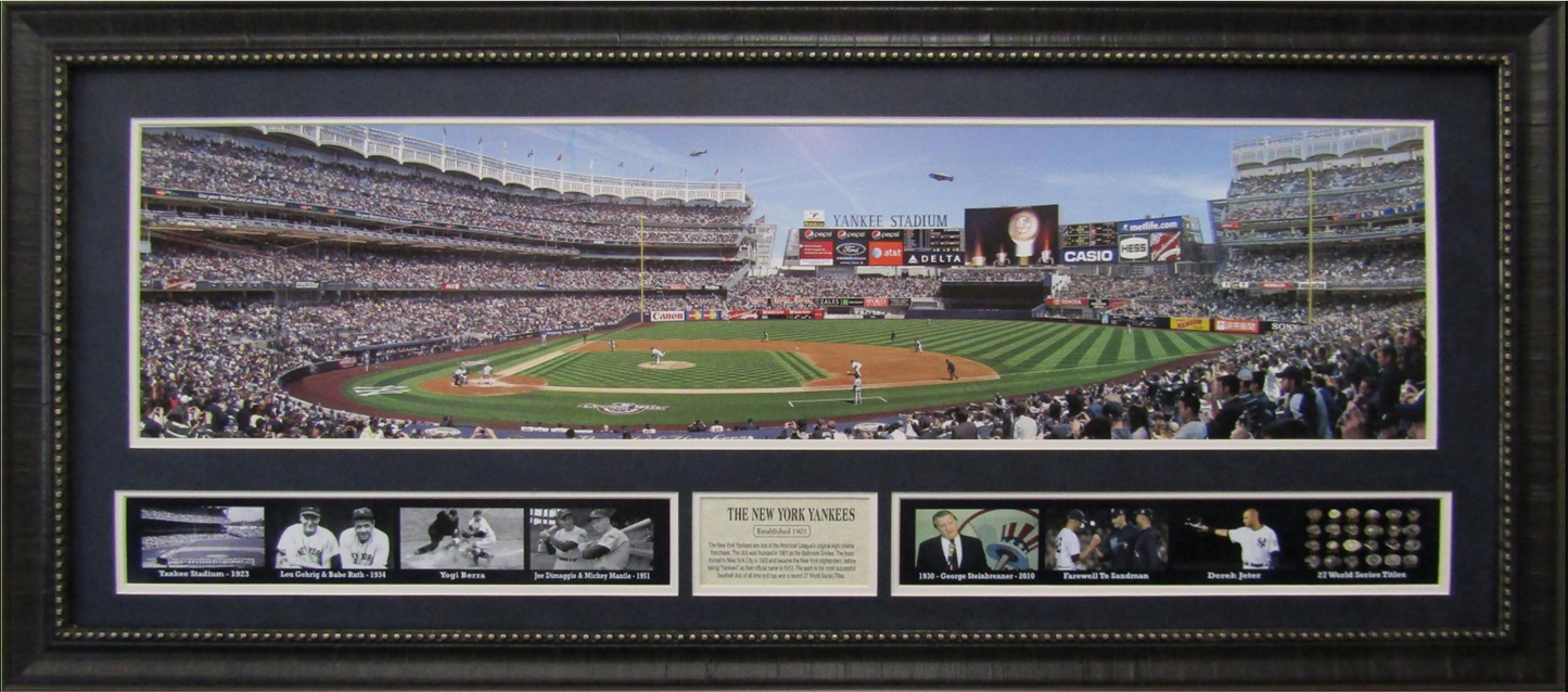 New York Yankees Yankee Stadium Panoramic Framed Art 19" x 43" 9-Photograph Player & Team History Collage