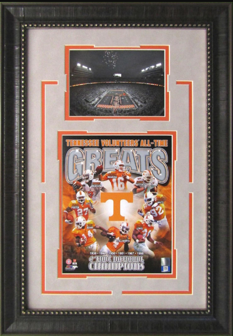 Tennessee Volunteers All-Time Greats Framed Art 16" x 24 " Neyland Stadium & Player Photo Collage