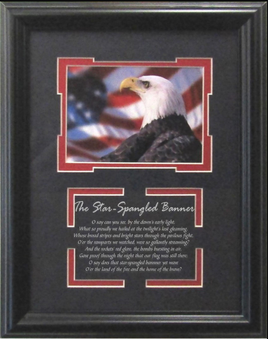 American Eagle & Flag 11" x 14" Framed Photograph with Star-Spangled Banner Lyrics Plaque