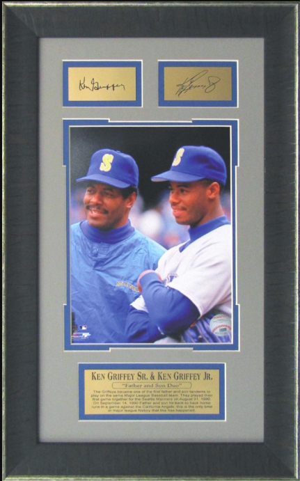 Ken Griffey Sr & Ken Griffey Jr Seattle Mariners Framed Art 13" x 21" Photograph with Facsimile Autographed Plates