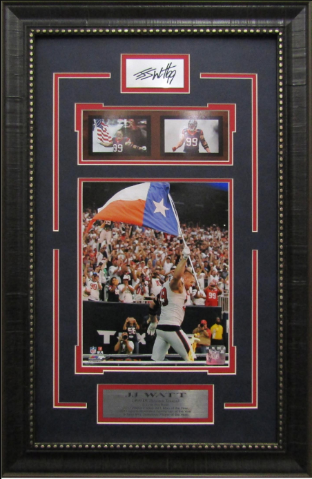 JJ Watt Houston Texans Framed Art 16" x 29" 3-Photograph Collage with Facsimile Autographed Plate