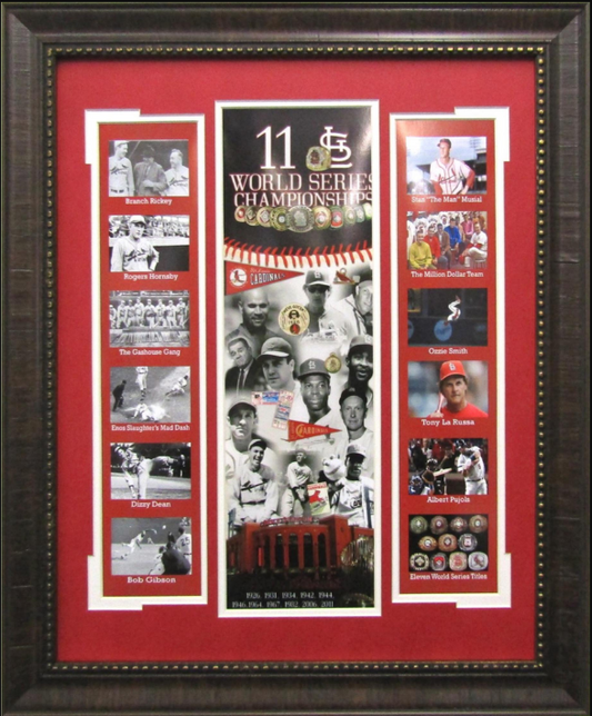 St. Louis Cardinals 11 World Series Championships Framed Art 19" x 23" Player Photograph Collage