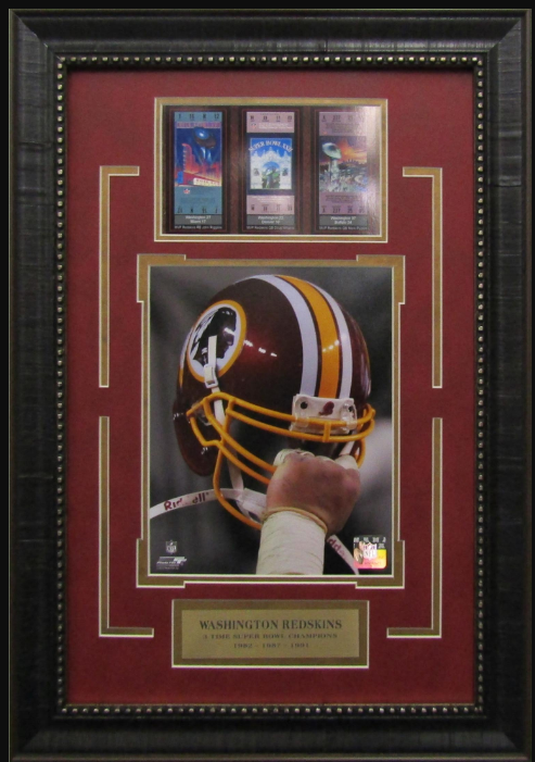 Washington Redskins 3-Time Super Bowl Champions Framed Art 16" x 23" Replica Super Bowl Ticket Collage