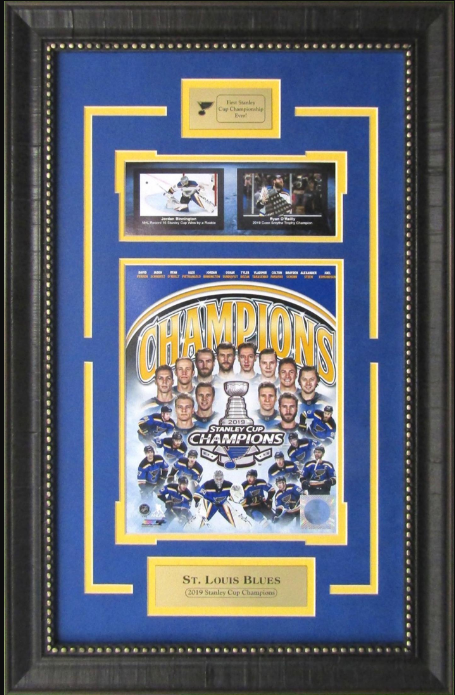 St. Louis Blues 2019 Stanley Club Champions Framed Art 16" x 25" Team & Player Photograph Collage