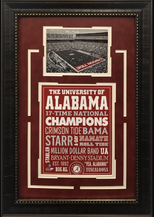 Alabama Crimson Tide 16" x 23" Framed Word Art with Bryant-Denny Stadium Photo