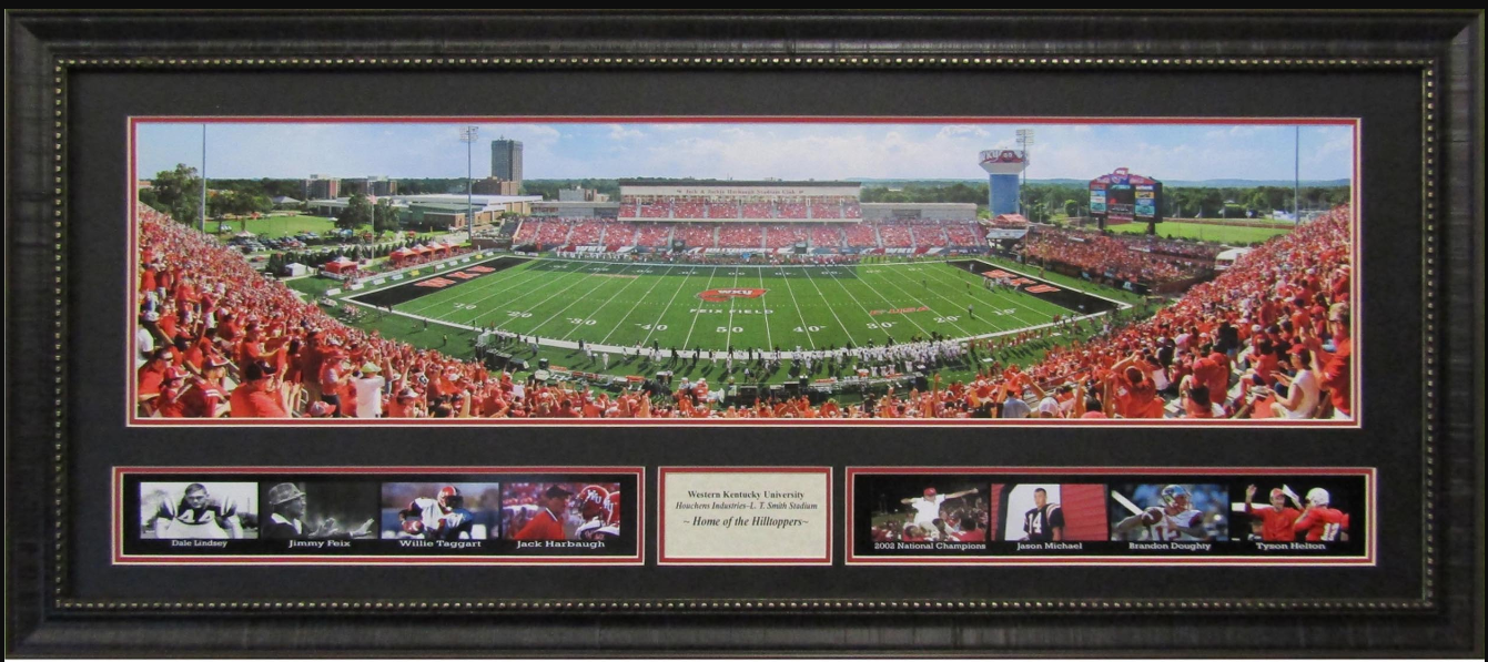 Western Kentucky Hilltoppers L. T. Smith Stadium Framed Art 19" x 43" 9-Photograph Player Collage