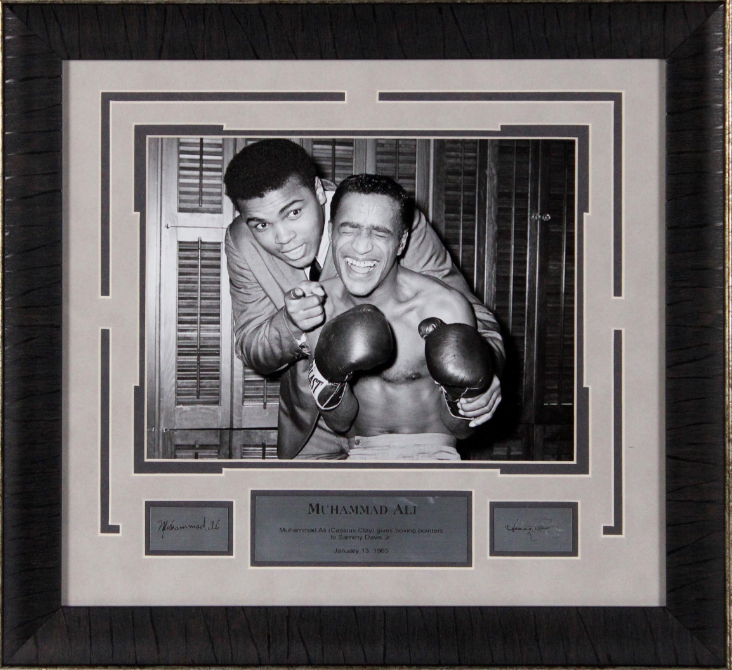 Muhammad Ali & Sammy Davis Jr Facsimile Autographed Plate 16.5" x 15.5" Framed Photograph