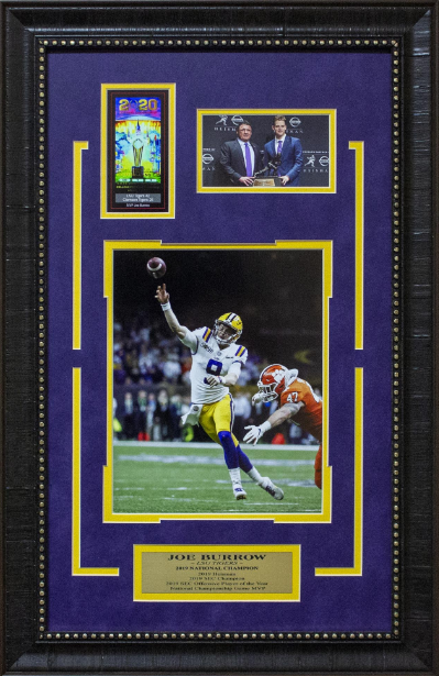 Joe Burrow LSU Tigers 2019 National Champion Framed Art 13" x 21.75" Photograph & Replica Ticket