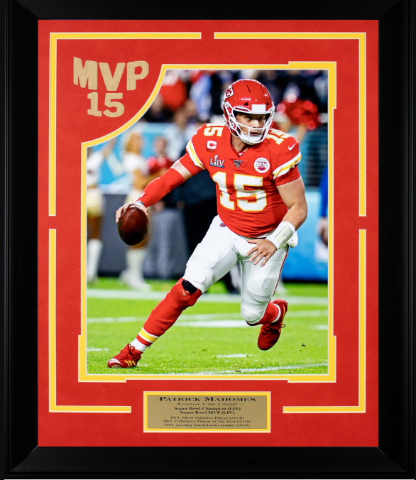 MVP 15 Patrick Mahomes Kansas City Chiefs Framed Art Photograph 19" x 23"