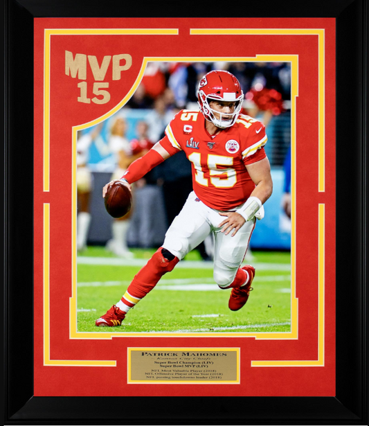 MVP 15 Patrick Mahomes Kansas City Chiefs Framed Art Photograph 19" x 23"