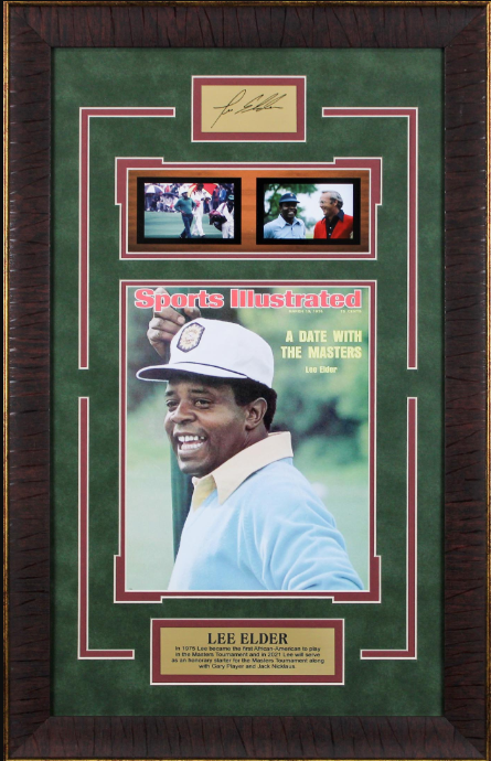 Lee Elder PGA Golf Framed Art 15.5" x 24.5" 3-Photo Collage with Facsimile Autographed Plate