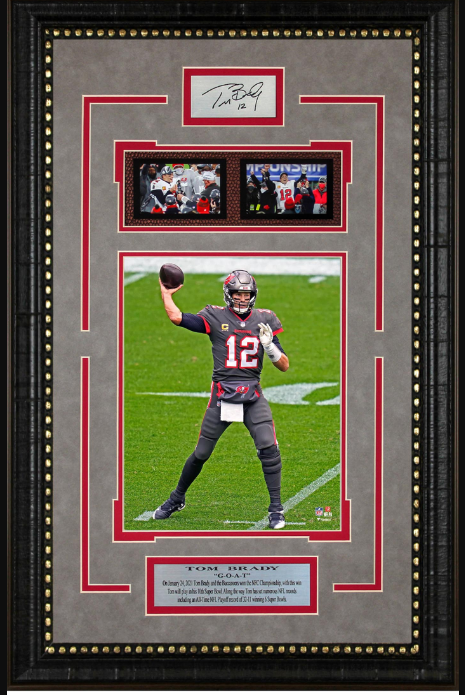 The GOAT Tom Brady Tampa Bay Buccaneers Framed Art 16" x 24.75" Photograph with Facsimile Autographed Plate