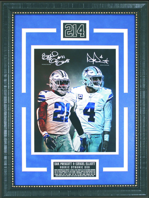 214 Dak Prescott & Ezekiel Elliott Dallas Cowboys Framed Art 19" x 25.5" Photograph with Facsimile Autographs