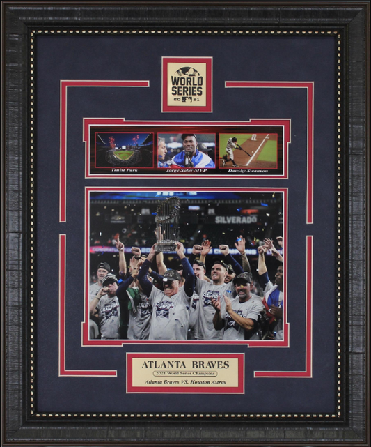 Atlanta Braves 2021 World Series Champions Framed Art 19" x 23" 4-Photograph Collage