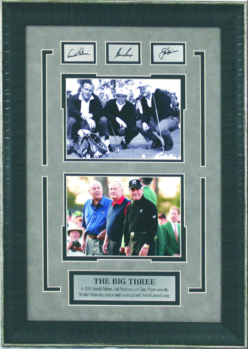 The Big Three Arnold Palmer Jack Nickolas Gary Player 14.5" x 20.5" 2-Photograph Collage Framed Art with Facsimile Autographed Plates