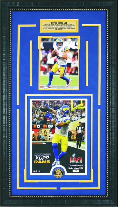 Cooper Kupp Los Angeles Rams Super Bowl LVI Champions Framed Art 18.5" x 32" 2-Photograph Collage