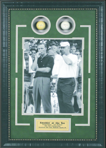 Arnold Palmer & Jack Nicklaus Framed Golf Balls Shadow Box Art Photograph 19" x 21.5"