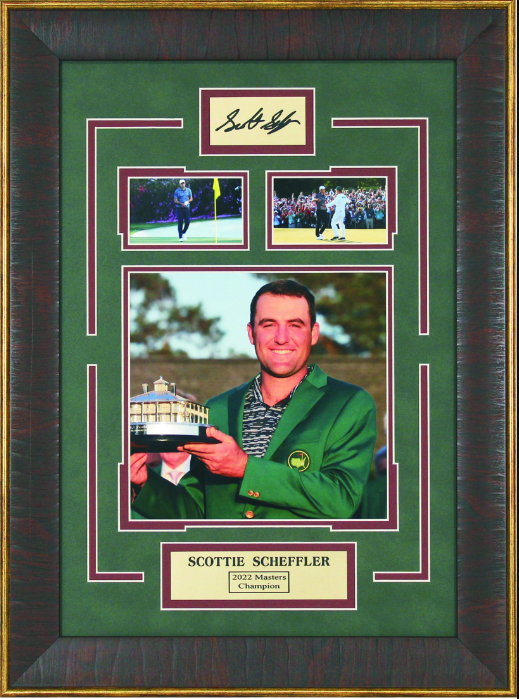 Scottie Scheffler 2022 Masters Champion Framed Art 16" x 21.5" 3-Photo Collage with Facsimile Autographed Plate