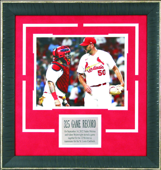 St. Louis Cardinals 325 Game Record Adam Wainright & Yadier Molina Framed Art 17.5" x 18.5" Photograph