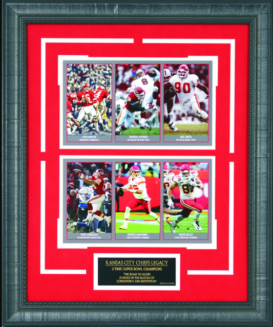 Kansas City Chiefs Legacy 6-Player Photo Collage Framed Art 19" x 23"