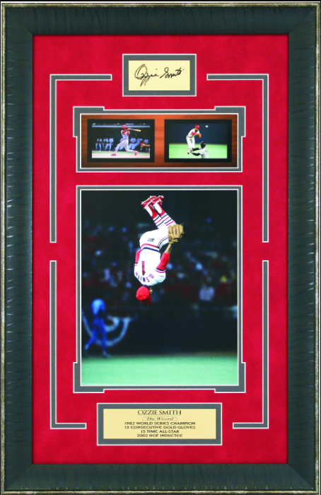 Ozzie Smith St. Louis Cardinals Framed Art 15.5" x 24" 3-Photograph Collage with Facsimile Autographed Plate