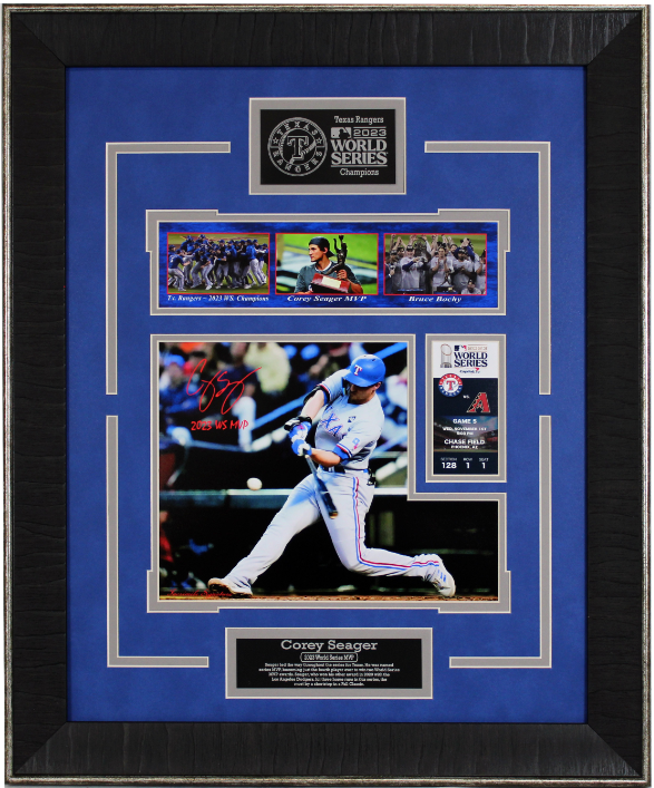 Corey Seager Texas Rangers 2023 World Series Champions Framed Art 19" x 23" Photograph & Replica Ticket