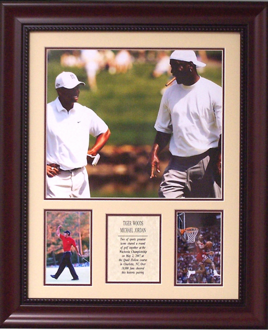 Tiger Woods & Michael Jordan 3-Photograph Collage Framed Art