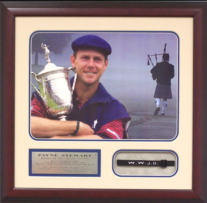 Payne Stewart Framed Photograph with WWJD Bracelet