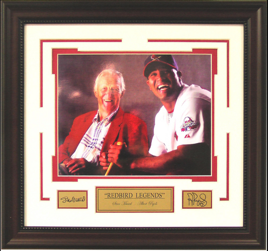 Redbird Legends St. Louis Cardinals Stan Musial & Albert Pujols Framed Art 16" x 17" Photograph with Facsimile Autographed Plates