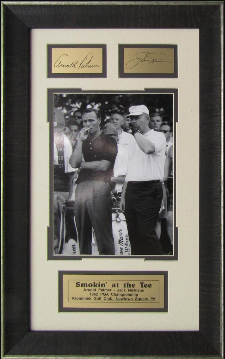 Arnold Palmer & Jack Nicklaus Framed Art Photograph 14" x 21" with Facsimile Autographed Plates