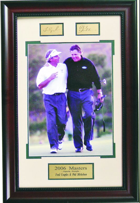 Fred Couples & Phil Mickelson 2006 Masters Framed Art Photograph 13.5" x 21" with Facsimile Autographed Plates