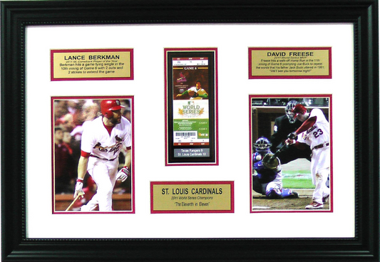 St. Louis Cardinals 2011 World Series Champions Lance Berkman & David Freese Framed Art 15.5" x 22" Photograph & Replica World Series Ticket