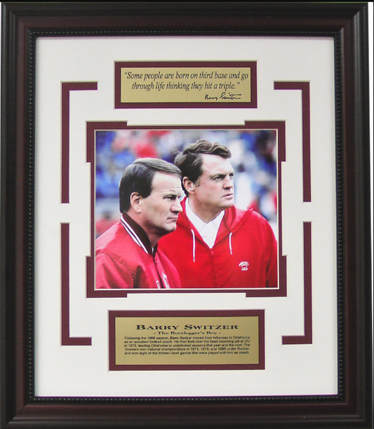 Barry Switzer Oklahoma Sooners Framed Art 16" x 18.5" Photograph with Quote Plaque